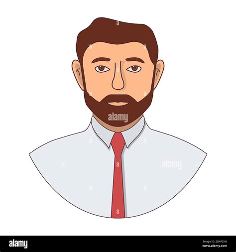 Cartoon character male office staff. Guy with a beard and mustache ...