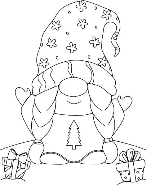 Free Printable Cute Christmas Gnome Coloring Pages