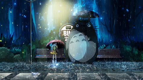 My Neighbor Totoro - Rainy Night HD Wallpaper by zapdosify