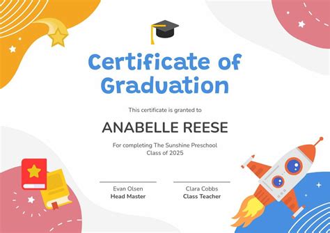 Preschool Graduation Certificate - Piktochart