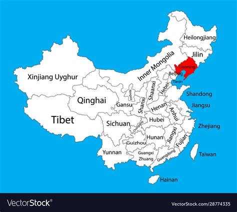 Liaoning province map china map Royalty Free Vector Image