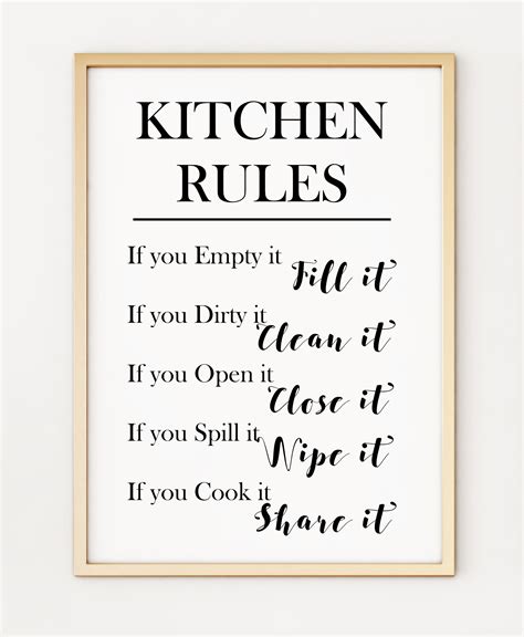 Kitchen Rules A4 Typography Black and White Poster Print PO302 - Etsy UK