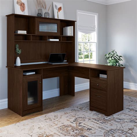 Wood L Shaped Computer Desk With Hutch - Image to u