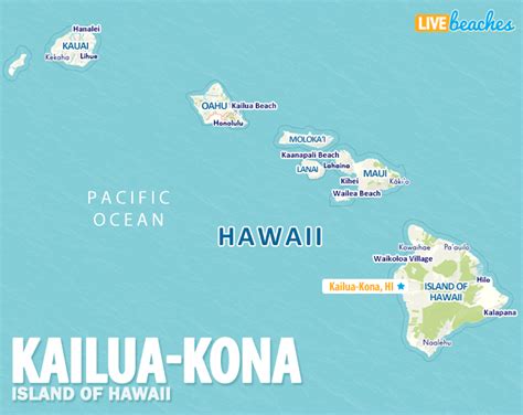 Map of Kailua-Kona, Hawaii - Live Beaches