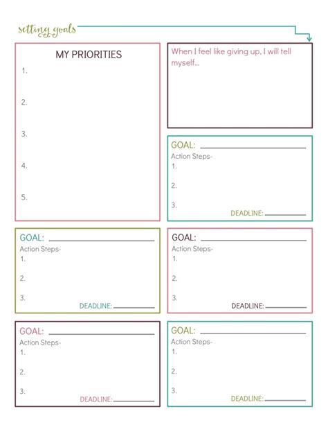 Free Printable Goal Setting Worksheet Pdf - Printable Form, Templates ...