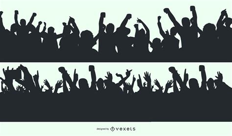 Cheering Crowd Silhouette Designs Vector Download