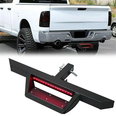 Step Bar Bumper Guard w/LED Brake Light Compatible with 2" Tow Trailer ...