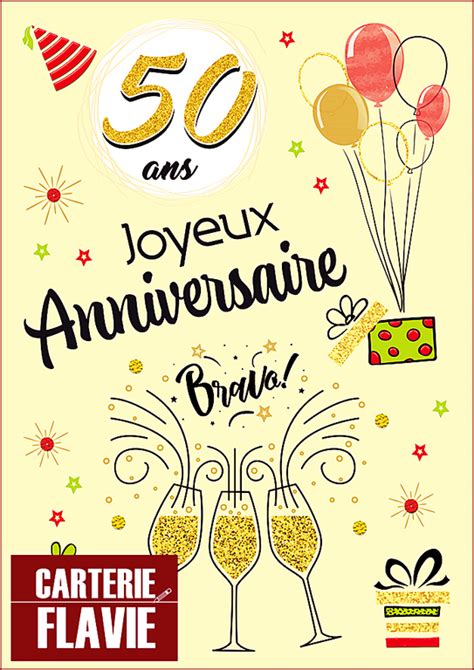 Carte Maxi Anniversaire 50 ans (29x21cm) Réf: MAXI50