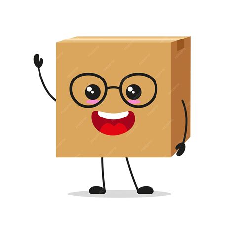 Premium Vector | Cute happy carton box character smiling and greet ...