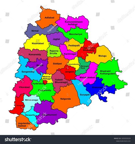 High Resolution Vector Map Telangana State स्टॉक वेक्टर (रॉयल्टी फ़्री ...