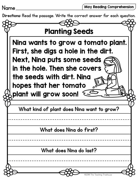 Kindergarten Reading Comprehension Passages - Your Home 1st Grade ...