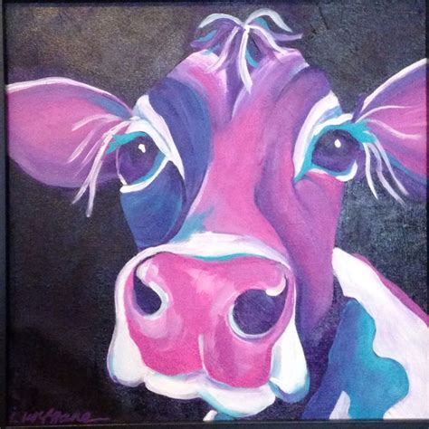 Colorful cow! 12 x 12 acrylic painting | Painting, Acrylic painting ...