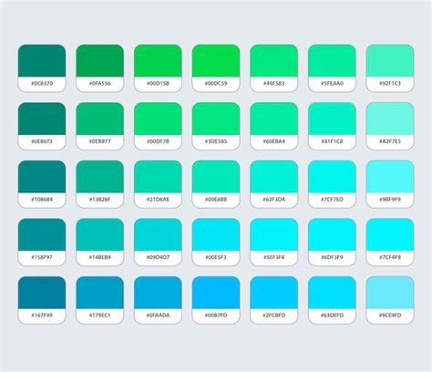 Premium Vector | Aquamarine and green color palette with hex