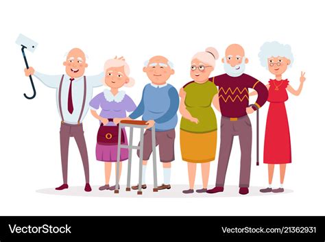 Set cheerful senior people hipsters gathering Vector Image