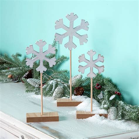 Snowflake Pedestal Tabletop Decorations - 3 Pc. | Oriental Trading