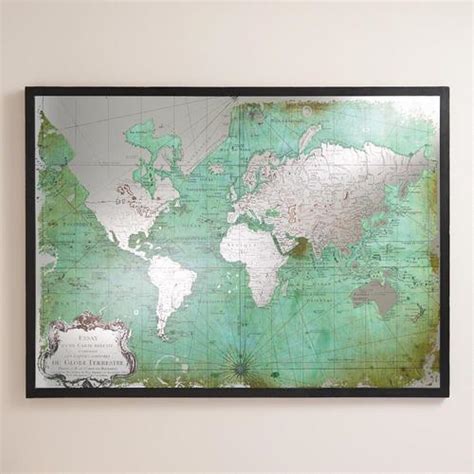 Green Mirrored World Map