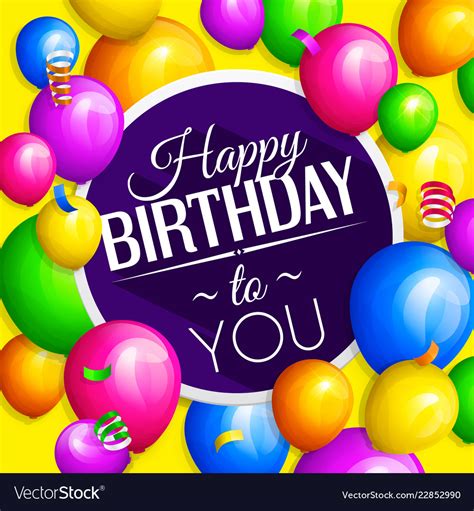 Happy birthday greeting card bunch balloons Vector Image