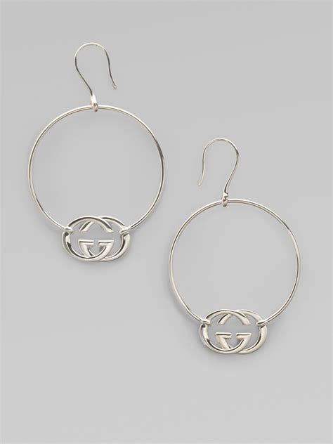 Lyst - Gucci Sterling Silver Britt Hoop Earrings in Metallic