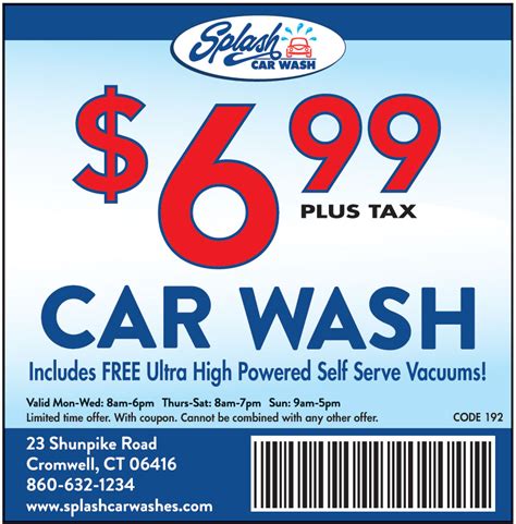 $6.99 PLUS TAX CAR WASH | Online Printable Coupons: USA Local Free ...