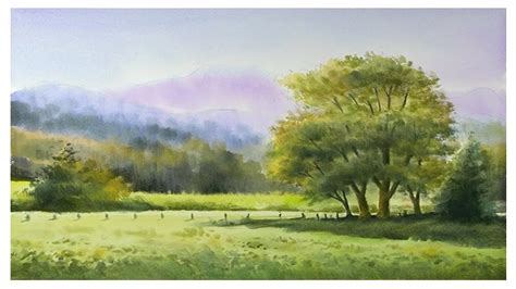 Nature landscape painting with watercolor - YouTube