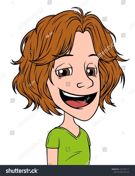 Cartoon Brunette Long Haired Smiling Boy Stock Vector (Royalty Free ...