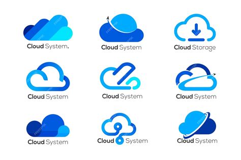 Premium Vector | Cloud logo design template, 9 different cloud logos