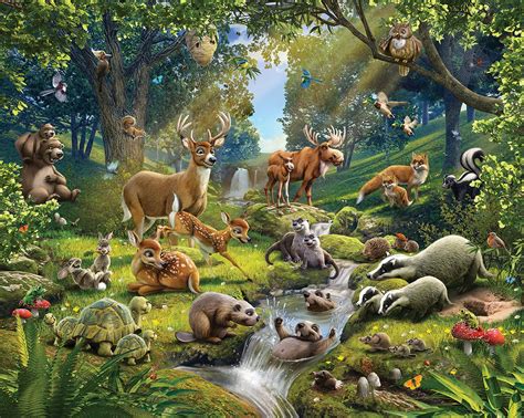 Walltastic Animals of the Forest Wallpaper Mural | Forest wall mural ...