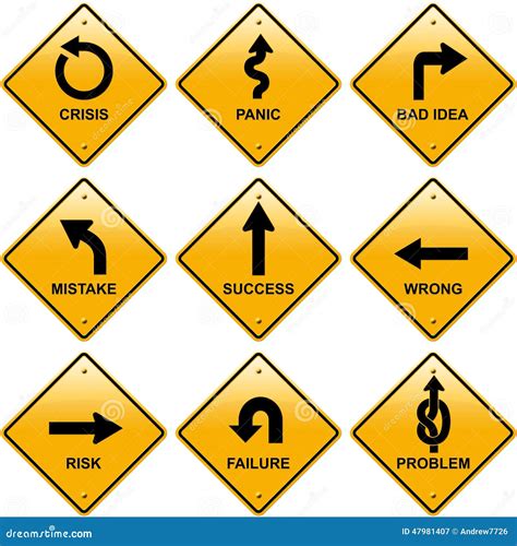 Rhombic Yellow Road Signs With Tools Royalty-Free Stock Photo ...