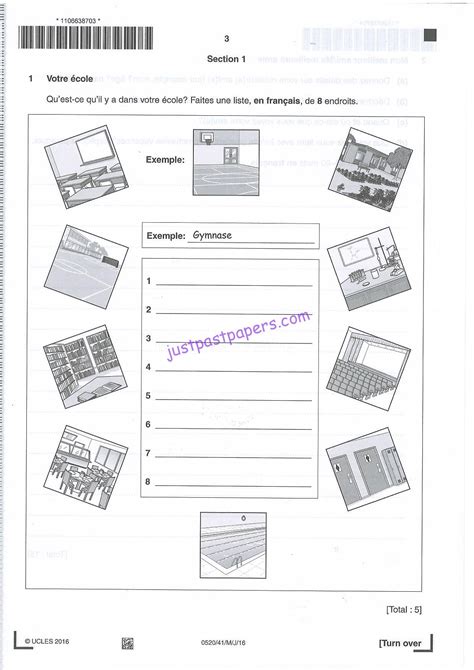 CIE – 0520, French, IGCSE, PAPER 4,Writing, MAY/JUNE 2016 – QUESTION ...