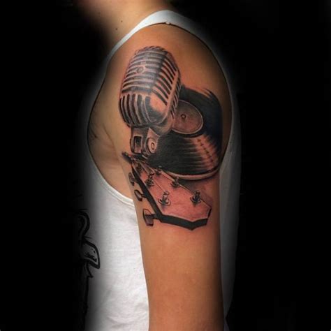 50 Vinyl Record Tattoo Designs For Men - Long Playing Ink Ideas