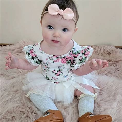 Newborn Infant Baby Girl Clothes Sleeveless Lace Ruffle Floral Rompers ...