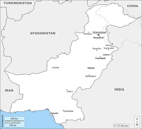 Pakistan free map, free blank map, free outline map, free base map ...