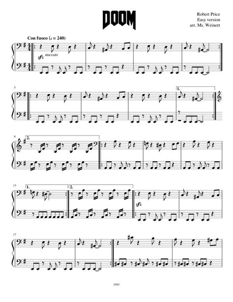 Doom Theme Easy Sheet music for Piano | Download free in PDF or MIDI ...