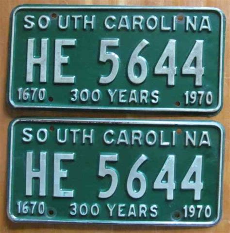 South Carolina 1970 License Plate 300 YEARS NICE QUALITY