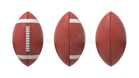 3d Rendering Set Of Oval American Football Ball Isolated On A White ...