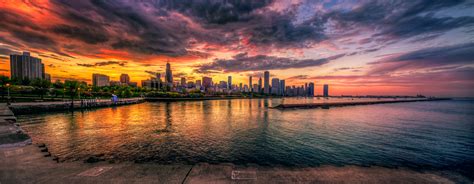 Chicago Sunset Skyline panoramic HDR by delobbo on DeviantArt