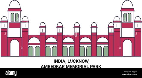 India, Lucknow, Ambedkar Memorial Park travel landmark vector ...