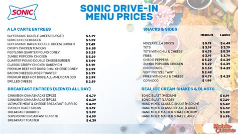 Updated Sonic Drive-In Menu Price Increases in 2024