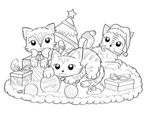 Free printable Christmas cat coloring page. Download it from https ...