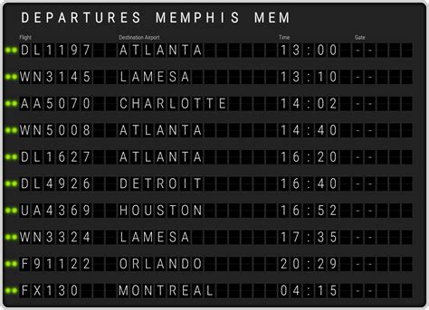 Memphis Airport Departures [MEM] Flight Schedules & departure