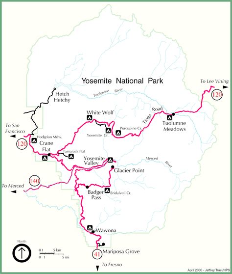 Map Yosemite Campgrounds - London Top Attractions Map