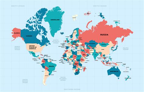 World Map with Country Names 21659385 Vector Art at Vecteezy