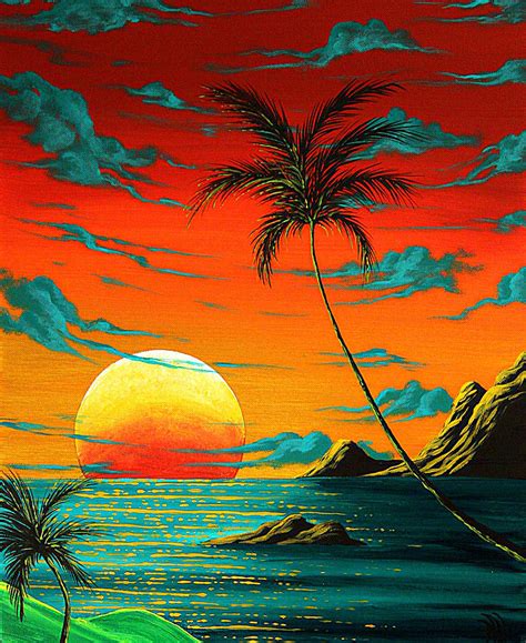 Abstract Surreal Tropical Coastal Art Original Painting TROPICAL BURN ...