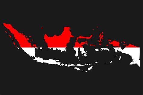 Indonesia map silhouette with flag on black background 3330749 Vector ...