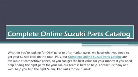 Complete Online Suzuki Spare Parts Catalog