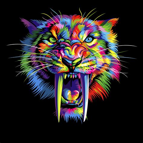 Pin on Redit | Pop art animals, Colorful animal paintings, Tiger art