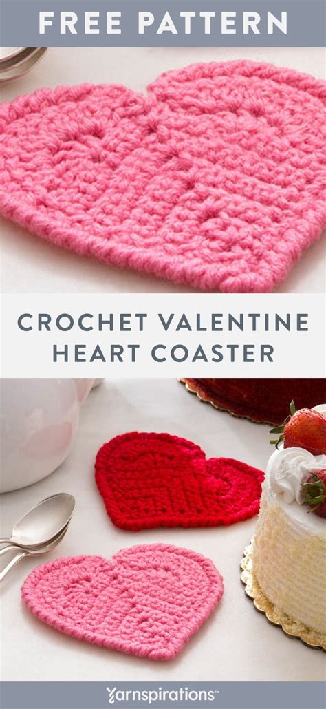 Free Easy Red Heart Valentine Heart Coaster Crochet Pattern ...