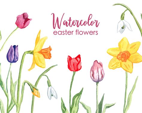 WATERCOLOR CLIPART Easter Flowers Easter Watercolor Florals - Etsy