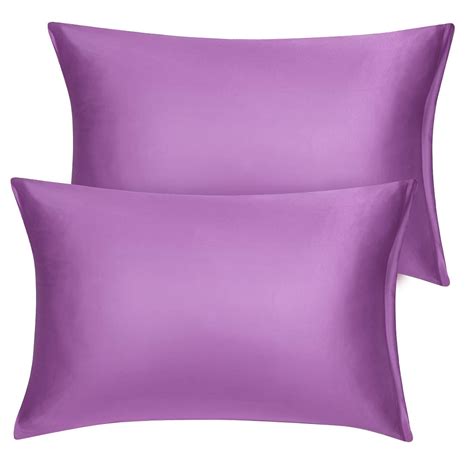 2 Pack Silky Satin Pillowcases with Zipper Queen Size Pillow Cases ...