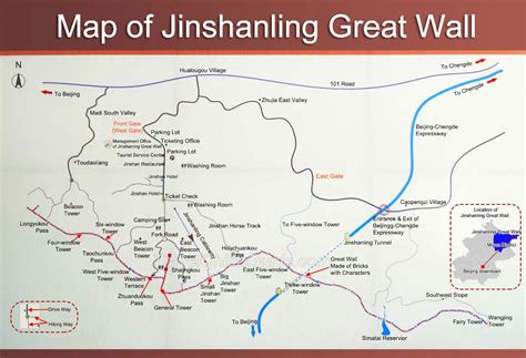 Map of Jinshanling Great Wall, Beijing China